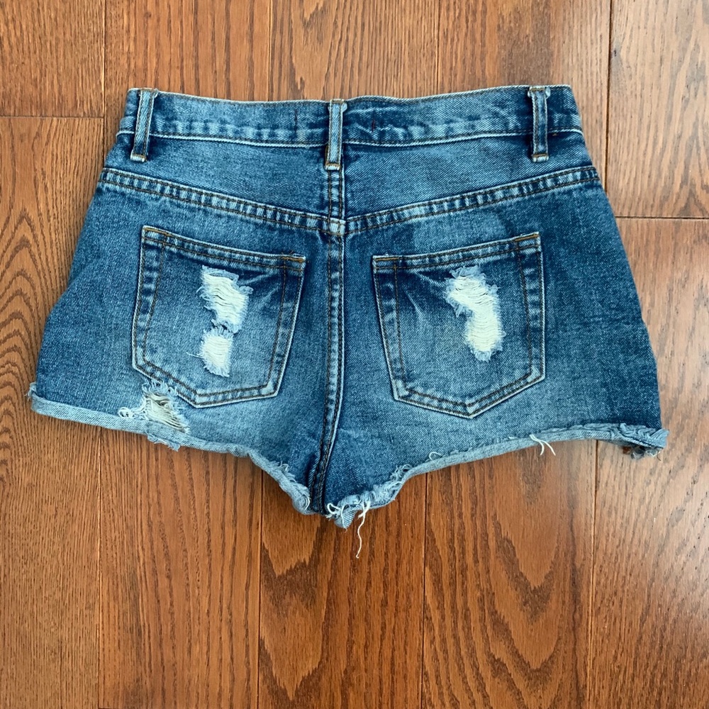 High Rise Distressed Denim Shorts - Picture 2 of 2